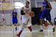 Jul 18, 2013; Washington, DC, USA; Team USA Midwest player Tyus Jones (5) dribbles the ball against Team Brasil during the Nike Global Challenge at Trinity University in Washington, DC. Mandatory Credit: Geoff Burke-USA TODAY Sports
