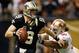 NEW ORLEANS, LA - NOVEMBER 25: Drew Brees #9 of the New Orleans Saints is pressued by Isaac Sopoaga #90 of the San Francisco 49ers at The Mercedes-Benz Superdome on November 25, 2012 in New Orleans, Louisiana. (Photo by Chris Graythen/Getty Images)