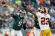 PHILADELPHIA, PA - DECEMBER 23: Nick Foles #9 of the Philadelphia Eagles makes a pass against the Washington Redskins at Lincoln Financial Field on December 23, 2012 in Philadelphia, Pennsylvania. (Photo by Alex Trautwig/Getty Images)