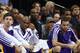 DALLAS, TX - NOVEMBER 05: Kobe Bryant #24 of the Los Angeles Lakers sits behind the bench during play against the Dallas Mavericks at American Airlines Center on November 5, 2013 in Dallas, Texas. NOTE TO USER: User expressly acknowledges and agrees th