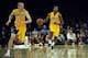 Nov 15, 2013; Los Angeles, CA, USA; Los Angeles Lakers guard Nick Young (0) and guard Steve Blake (5) run up the court against the Memphis Grizzlies during the fourth quarter at Staples Center. The Memphis Grizzlies defeated the Los Angeles Lakers 89-86.