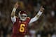 LOS ANGELES, CA - NOVEMBER 16: Quarterback Cody Kessler #6 of the USC Trojans celebrates after kicker Andre Heidari (not pictured) of the USC Trojans kicked the go ahead field goal in the closing seconds of the game against the Stanford Cardinal at Los A