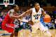 DURHAM, NC - NOVEMBER 15: Rasheed Sulaimon #14 of the Duke Blue Devils drives against Pablo Bertone #25 of the Florida Atlantic Owls during play at Cameron Indoor Stadium on November 15, 2013 in Durham, North Carolina. Duke won 97-64. (Photo by Grant Ha