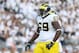 Oct 12, 2013; University Park, PA, USA; Michigan Wolverines defensive tackle Willie Henry (69) during the second quarter against the Penn State Nittany Lions at Beaver Stadium. Penn State defeated Michigan 43-40 in overtime. Mandatory Credit: Matthew O'Ha