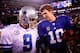 EAST RUTHERFORD, NJ - JANUARY 01: Tony Romo #9 of the Dallas Cowboys and Eli Manning #10 of the New York Giants greet each other after their game at MetLife Stadium on January 1, 2012 in East Rutherford, New Jersey. (Photo by Jeff Zelevansky/Getty Ima