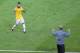 RIO DE JANEIRO, BRAZIL - JUNE 30: Neymar of Brazil gestures to his coach Luiz Felipe Scolari during the FIFA Confederations Cup Brazil 2013 Final match between Brazil and Spain at Maracana on June 30, 2013 in Rio de Janeiro, Brazil. (Photo by Ronald Mar
