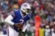 Nov 17, 2013; Orchard Park, NY, USA; Buffalo Bills quarterback EJ Manuel (3) looks to throw the ball during the second half against the New York Jets at Ralph Wilson Stadium. Bills beat the Jets 37 to 14. Mandatory Credit: Timothy T. Ludwig-USA TODAY Spo