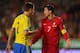 LISBON, PORTUGAL - NOVEMBER 15: Mikael Lustig of Sweden remonstrates with Cristiano Ronaldo of Portugal during the FIFA 2014 World Cup Qualifier Play-off First Leg between Portugal and Sweden at Estadio da Luz on November 15, 2013 in Lisbon, Portugal. (