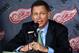 DETROIT - OCTOBER 12: Executive Vice President and General Manager, Ken Holland of the Detroit Red Wings address the media during a press conference to announce the retirement from hockey of Kirk Maltby #18 before a NHL game against the Colorado Avalanch