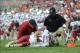 Oct 19, 2013; Knoxville, TN, USA; South Carolina Gamecocks quarterback Connor Shaw (14) was injured during the second half against the Tennessee Volunteers at Neyland Stadium. Tennessee won 23 to 21. Mandatory Credit: Randy Sartin-USA TODAY Sports