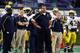 EVANSTON, IL - NOVEMBER 16: Head Coach Brady Hoke of the Michigan Wolverines reacts during play against the Northwestern Wildcats at Ryan Field on November 16, 2013 in Evanston, Illinois. (Photo by Tasos Katopodis/Getty Images)