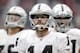 HOUSTON, TX- NOVEMBER 17: Matthew McGloin #14 of the Oakland Raiders acknowledges the Raiders fan after the Raiders defeated the Houston Texans on November 17, 2013 at Reliant Stadium in Houston, Texas. Raiders won 28 to 23.(Photo by Thomas B. Shea/Getty