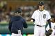DETROIT, MI - SEPTEMBER 21: Rick Porcello #21 of the Detroit Tigers leaves the game and hands the ball to manager Jim Leyland #10 in the seventh inning of the game against the Chicago White Sox at Comerica Park on September 21, 2013 in Detroit, Michigan.