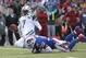 ORCHARD PARK, NY - NOVEMBER 17: Geno Smith #7 of the New York Jets is sacked during NFL game action by Jairus Byrd #31 of the Buffalo Bills at Ralph Wilson Stadium on November 17, 2013 in Orchard Park, New York. (Photo by Tom Szczerbowski/Getty Images)