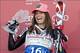 Mar 15, 2012; Schladming, AUSTRIA; Julia Mancuso (USA) celebrates on the podium after the super G race at the FIS World Cup in Schladming. Mandatory Credit: Mitchell Gunn-USA TODAY Sports