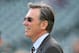 DETROIT, MI - OCTOBER 06: General manager Billy Beane of the Oakland Athletics watches batting practice prior to Game One of the American League Division Series against the Detroit Tigers at Comerica Park on October 6, 2012 in Detroit, Michigan. (Photo