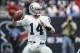 Nov 17, 2013; Houston, TX, USA; Oakland Raiders quarterback Matthew McGloin (14) attempts a pass during the first quarter against the Houston Texans at Reliant Stadium. Mandatory Credit: Troy Taormina-USA TODAY Sports