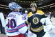 BOSTON, MA - MAY 25: Tuukka Rask #40 of the Boston Bruins shakes hands with Henrik Lundqvist #30 of the New York Rangers after Game Five of the Eastern Conference Semifinals during the 2013 NHL Stanley Cup Playoffs at TD Garden on May 25, 2013 in Boston,