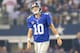 ARLINGTON, TX - SEPTEMBER 08: Quarterback Eli Manning #10 of the New York Giants reacts in the first quarter against the Dallas Cowboys in the first half on September 8, 2013 at AT&T Stadium in Arlington, Texas. (Photo by Ronald Martinez/Getty Images)
