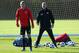 MANCHESTER, ENGLAND - NOVEMBER 04: David Moyes the manager of Manchester United and Darren Fletcher look on at Aon Training Complex on November 4, 2013 in Manchester, England. (Photo by Alex Livesey/Getty Images)