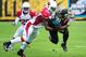 JACKSONVILLE, FL - NOVEMBER 17: Maurice Jones-Drew #32 of the Jacksonville Jaguars is tackled by Daryl Washington #58 of the Arizona Cardinals at EverBank Field on November 17, 2013 in Jacksonville, Florida. (Photo by Scott Cunningham/Getty Images)