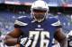 Aug 8, 2013; San Diego, CA, USA; San Diego Chargers offensive tackle D.J. Fluker (76) prior to the game against the Seattle Seahawks at Qualcomm Stadium. Mandatory Credit: Christopher Hanewinckel-USA TODAY Sports