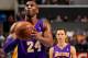 CHARLOTTE, NC - FEBRUARY 8: Kobe Bryant #24 of the Los Angeles Lakers shoots a free-throw as teammate Steve Nash #10 looks on against the Charlotte Bobcats at Time Warner Cable Arena on February 8, 2013 in Charlotte, North Carolina. NOTE TO USER: User ex
