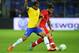 BASEL, SWITZERLAND - AUGUST 14: Ricardo Rodriguez of Switzerland (R) is challenged by Lucas of Brazil during the international friendly match between Switzerland and Brazil at St. Jakob Stadium on August 14, 2013 in Basel, Switzerland. (Photo by Daniel K
