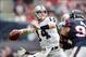 Nov 17, 2013; Houston, TX, USA; Oakland Raiders quarterback Matt McGloin (14) throws a pass against the Houston Texans at Reliant Stadium. Mandatory Credit: Kirby Lee-USA TODAY Sports