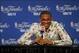 Jun 12, 2012; Oklahoma City, OK, USA; Oklahoma City Thunder point guard Russell Westbrook during the post game press conference after game one in the 2012 NBA Finals at Chesapeake Energy Arena. The Thunder beat the Miami Heat 105-94. Mandatory Credit: Mar