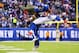 EAST RUTHERFORD, NJ - NOVEMBER 10: Andre Brown #35 of the New York Giants celebrates his fourth quarter touchdown with Brandon Jacobs against the Oakland Raiders during their game at MetLife Stadium on November 10, 2013 in East Rutherford, New Jersey.