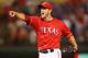 ARLINGTON, TX - SEPTEMBER 24: Joe Nathan #36 of the Texas Rangers throws against the Houston Astros in the 9th inning at Rangers Ballpark in Arlington on September 24, 2013 in Arlington, Texas. (Photo by Ronald Martinez/Getty Images)