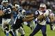 Nov 18, 2013; Charlotte, NC, USA; New England Patriots running back Shane Vereen (34) runs as Carolina Panthers free safety Mike Mitchell (21) defends in the second quarter at Bank of America Stadium. Mandatory Credit: Bob Donnan-USA TODAY Sports