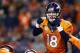 Nov 17, 2013; Denver, CO, USA; Denver Broncos quarterback Peyton Manning (18) in the first quarter against the Kansas City Chiefs at Sports Authority Field at Mile High. Mandatory Credit: Isaiah J. Downing-USA TODAY Sports