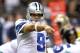 Nov 10, 2013; New Orleans, LA, USA; Dallas Cowboys quarterback Tony Romo (9) against the New Orleans Saints during the second half of a game at Mercedes-Benz Superdome. The Saints defeated the Cowboys 49-17. Mandatory Credit: Derick E. Hingle-USA TODAY Sp