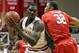 Nov 15, 2013; Bloomington, IN, USA; Indiana Hoosiers forward Noah Vonleh (1) drives to the basket with Samford Bulldogs forward Tim Williams (32) defending during the first half at Assembly Hall. Indiana won 105-59. Mandatory Credit: Pat Lovell-USA TODAY