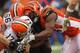 CINCINNATI, OH - NOVEMBER 17: Michael Johnson #93 of the Cincinnati Bengals sacks Jason Campbell #17 of the Cleveland Browns during their game at Paul Brown Stadium on November 17, 2013 in Cincinnati, Ohio. The Bengals defeated the Browns 41-20. (Photo