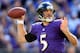 BALTIMORE, MD - NOVEMBER 10: Quarterback Joe Flacco #5 of the Baltimore Ravens throws a pass against the Cincinnati Bengals at M&T Bank Stadium on November 10, 2013 in Baltimore, Maryland. (Photo by Rob Carr/Getty Images)