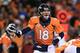 DENVER, CO - NOVEMBER 17: Peyton Manning #18 of the Denver Broncos reacts in the second quarter against the Kansas City Chiefs at Sports Authority Field at Mile High on November 17, 2013 in Denver, Colorado. (Photo by Doug Pensinger/Getty Images)