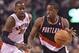 Nov 17, 2013; Toronto, Ontario, CAN; Portland Trail Blazers shooting guard Wesley Matthews (2) drives to the basket with Toronto Raptors shooting guard Terrence Ross (31) pursuing during the second quarter of a game at the Air Canada Centre. Mandatory Cre