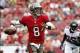 Nov 17, 2013; Tampa, FL, USA; Tampa Bay Buccaneers quarterback Mike Glennon (8) runs out of the pocket against the Atlanta Falcons during the first quarter at Raymond James Stadium. Mandatory Credit: Kim Klement-USA TODAY Sports