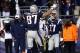 Nov 3, 2013; Foxborough, MA, USA; New England Patriots wide receiver Aaron Dobson (17) celebrates his touchdown against the Pittsburgh Steelers with tight end Rob Gronkowski (87) during the second half at Gillette Stadium. Mandatory Credit: Mark L. Baer-U