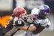 SALT LAKE CITY, UT - NOVEMBER 6: Brian Blechen #2 of the Utah Utes tackles Jimmy Young #88 of the TCU Horned Frogs during the second half of an NCAA Football game November 6, 2010 at Rice-Eccles Stadium in Salt Lake City, Utah. TCU Beat Utah 47-7. (Photo