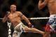September 22, 2012; Toronto, ON, CANADA; Cub Swanson kicks at Charles Oliveira in the featherweights fight during UFC 152 at the Air Canada Centre. Mandatory Credit: Tom Szczerbowski-USA TODAY Sports