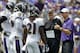 BALTIMORE, MD - AUGUST 06: Baltimore Ravens head coach John Harbaugh (R) and defensive coordinator Chuck Pagano (C) talk with the defense during training camp at M&T Bank Stadium on August 6, 2011 in Baltimore, Maryland. (Photo by Rob Carr/Getty Images)