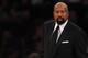 NEW YORK, NY - NOVEMBER 16: New York Knicks head coach Mike Woodson looks on during the first half against the Atlanta Hawks at Madison Square Garden on November 16, 2013 in New York City. The Hawks defeat the Knicks 110-90. NOTE TO USER: User expressly