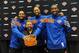 GREENBURGH, NY - DECEMBER 10: (L-R) Carmelo Anthony, Tyson Chandler, Amar'e Stoudemire of the New York Knicks and Executive Chairman of Madison Square Garden James Dolan during Chandler's introductory press conference on December 10, 2011 at The Knicks Tr
