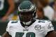 GREEN BAY, WI - SEPTEMBER 09: Shawn Andrews #73 of the Philadelphia Eagles warms up before a game against the Green Bay Packers on September 9, 2007 at Lambeau Field in Green Bay, Wisconsin. The Packers defeated the Eagles 16-13. (Photo by Jonathan Daniel
