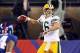 Nov 17, 2013; East Rutherford, NJ, USA; Green Bay Packers quarterback Scott Tolzien (16) drops back to pass against the New York Giants during the first quarter of a game at MetLife Stadium. Mandatory Credit: Brad Penner-USA TODAY Sports