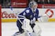 TORONTO, ON - NOVEMBER 8: Jonathan Bernier #45 of the Toronto Maple Leafs defends the goal during NHL game action against the New Jersey Devils November 8, 2013 at the Air Canada Centre in Toronto, Ontario, Canada. (Photo by Graig Abel/NHLI via Getty Ima